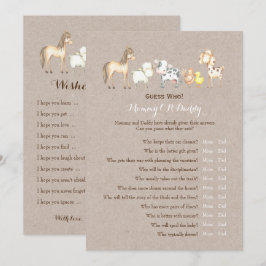 Convites Lado duplo - Desejos dos jogos do Chá de fraldas |