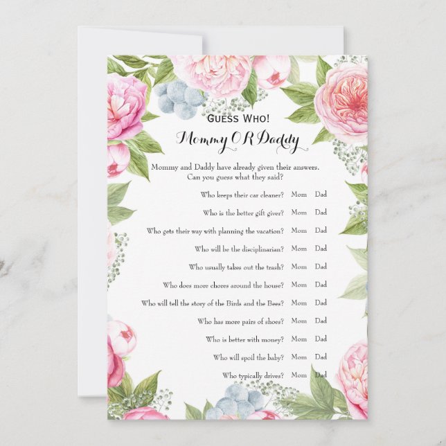 Convites Lado duplo - Desejos dos jogos do Chá de fraldas | (Frente)