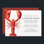 Convites Lado Vermelho| Assar de lagosta Aniversário<br><div class="desc">Um conjunto de convites de aniversário de lagosta para a próxima festa ou churrasco relacionado a mariscos. Estes convites contêm texto simples de preto de carvão, juntamente com uma ilustração única de Lagosta Vermelha Profunda, com estilo aquarela, centrada em direção ao lado. No verso do convite está uma cor vermelha...</div>