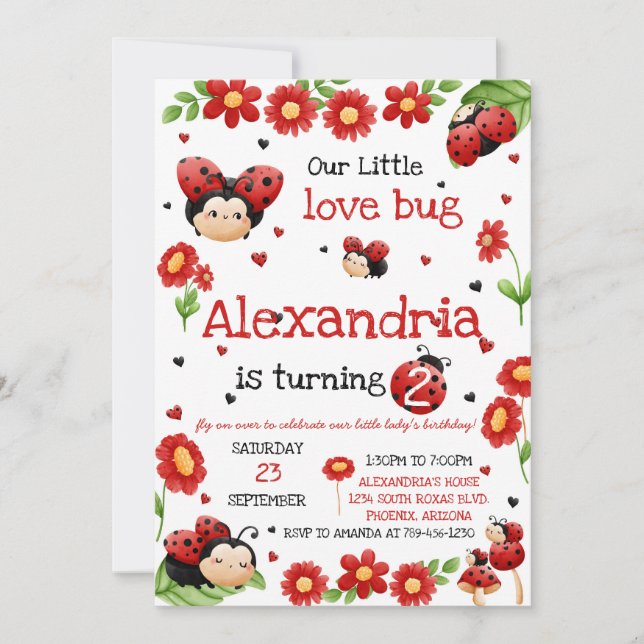 Convites Lady Bug Birthday Invitation (Frente)