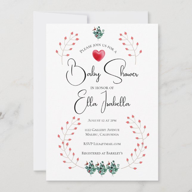 Convites Lady Bug Floral Chá de fraldas Elegante (Frente)