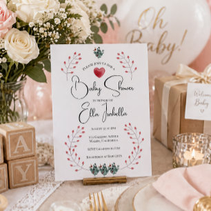 Convites Lady Bug Floral Chá de fraldas Elegante