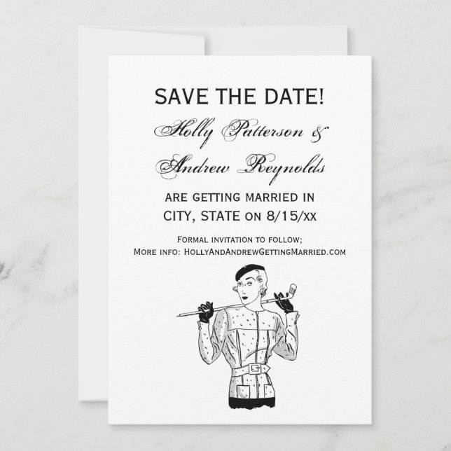 Convites Lady Golfer fascinável dos anos 30 com o Golf Club (Frente)