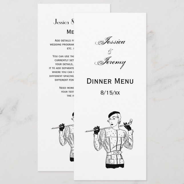 Convites Lady Golfer fascinável dos anos 30 com o Golf Club (Frente/Verso)