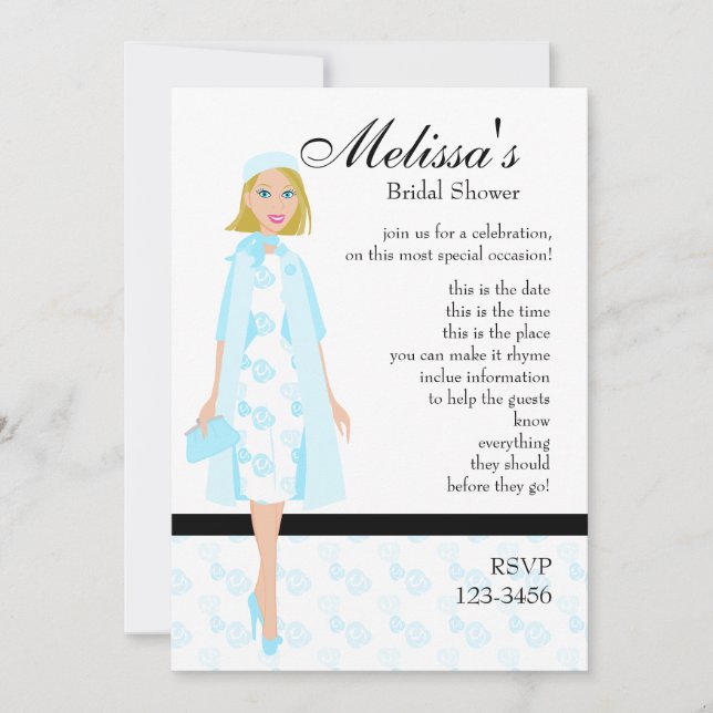 Convites Lady In Blue (Frente)