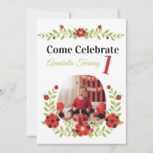  Ladybug 1st Birthday Floral