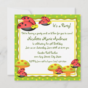 Convites Ladybug Charm/ Birthday Invite