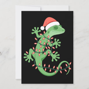 Convites Lagarto Gecko de Natal Chapéu de Papai Noel Luzes