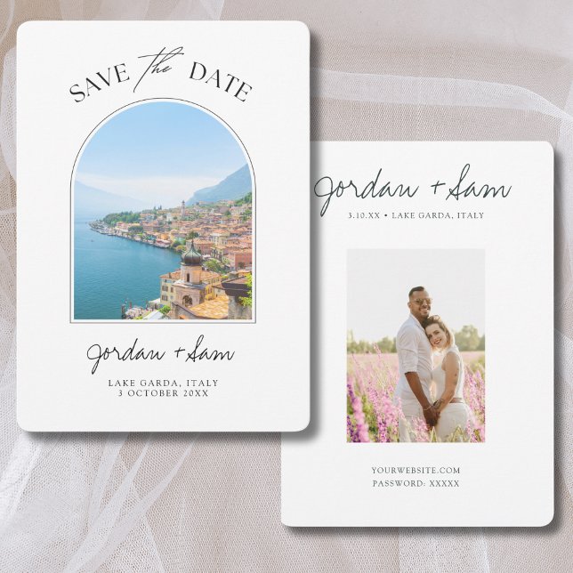 Convites Lago Garda Itália Casamento Salvar a Data (Lake Garda Wedding Save the Date)