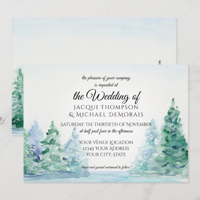 Convites Lago Horizontal de Floresta de Montanha Rústica co (Frente/Verso)