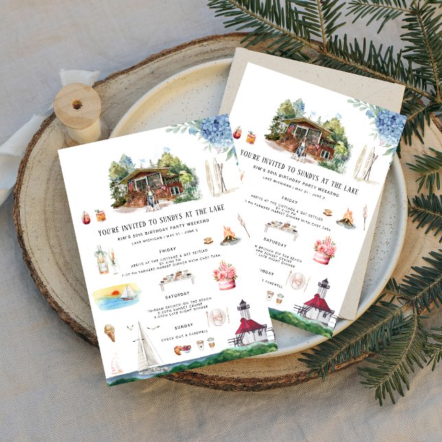 Convites Lago Michigan | Fim de semana de aniversário (Criador carregado)
