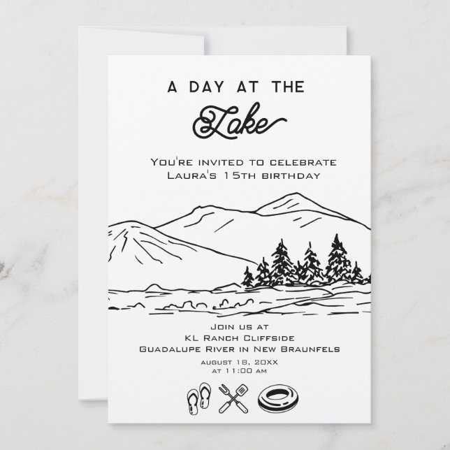 Convites Lago Moderno de Festa de Floresta de Verão do Exte (Frente)