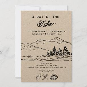 Convites Lago Moderno de Festa de Floresta de Verão do Exte