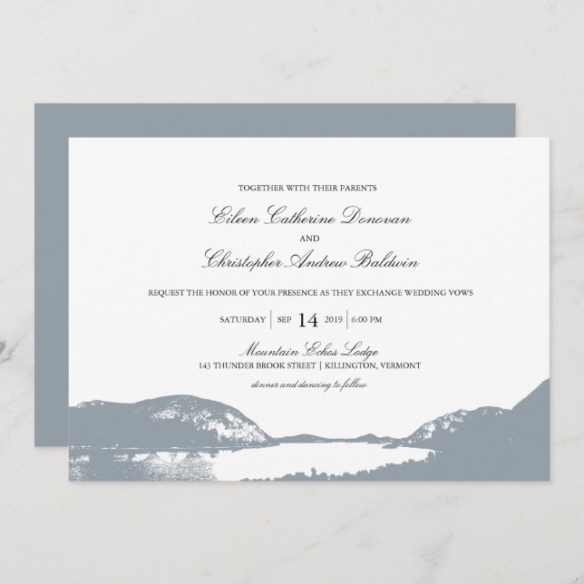 Convites Lago Montanha | Casamento (Frente/Verso)