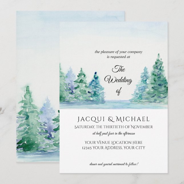 Convites Lago Montanha Simples Moderno em Casamento Florest (Frente/Verso)