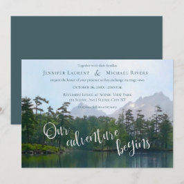 Convites Lago nas montanhas nossa aventura começa o casamen