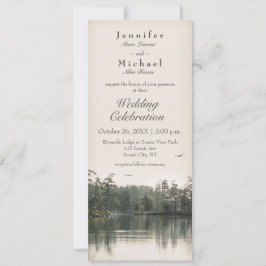 Convites lago rústico tranquilo evergreens reflexo