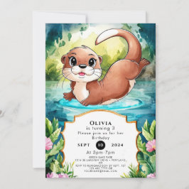 Convites Lago Simples Otter Birthday