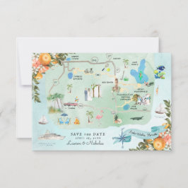 Convites Lago Wales, FL | Mapa Itinerário de Casamento de D