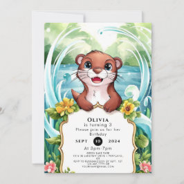 Convites Lago Whimsical Otter Birthday
