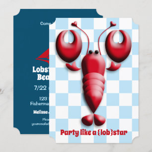Convites Lagosta Lobsterbake Coração de Lagosta Vermelha Cu