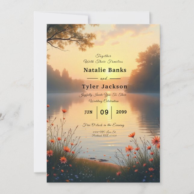 Convites Lakeside Twilight Whispers perto da Água (Frente)