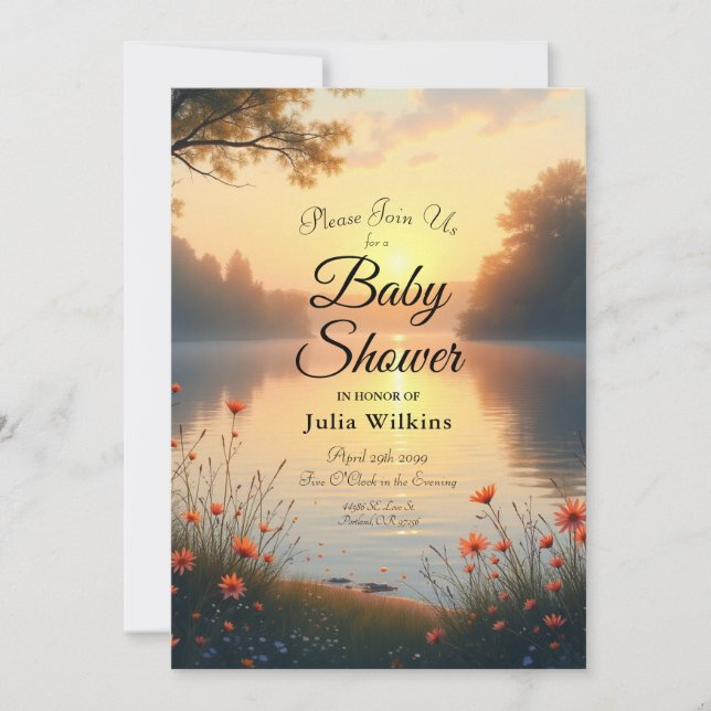 Convites Lakeside Twilight Whispers perto da Água (Frente)