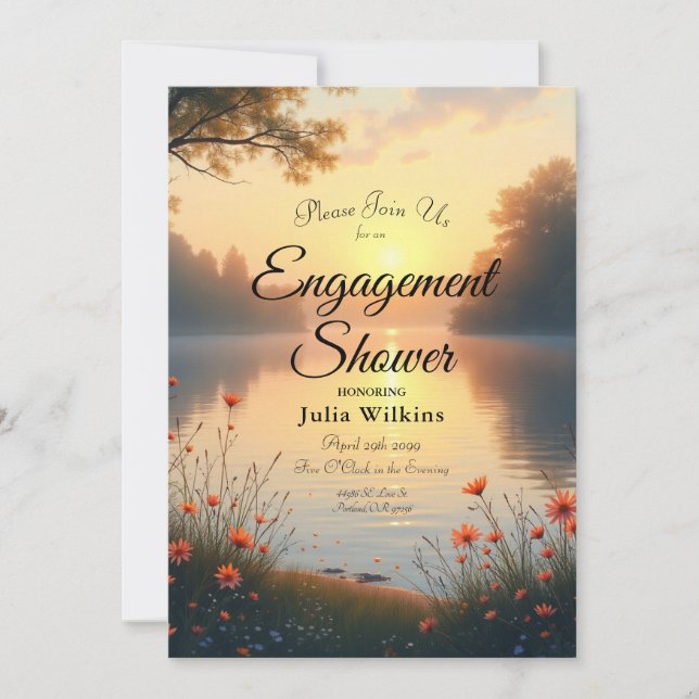 Convites Lakeside Twilight Whispers perto da Água (Frente)