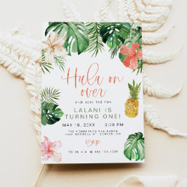 Convites LALANI Beach Pink Hibiscus Luau Hula primeiro aniv