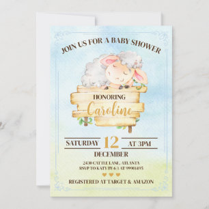 Convites Lamb Baby Shower Invitation