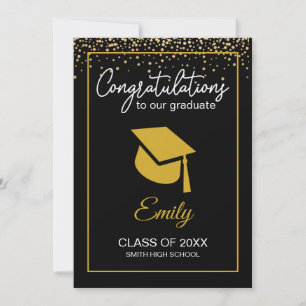 Convites Lâmina Dourada preta Classe de 2021