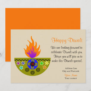 Convites Lâmpada Colorida Diwali Diya