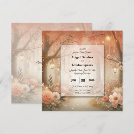 Convites Lâmpada de casamento Enchanted Forest com tons de