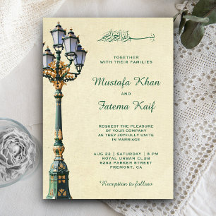 Convites Lâmpada de Rua Antiga Vintage Casamento Islâmico M