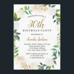 Convites Lâmpada Dourada de Lâmpada de Cores de Água aniver<br><div class="desc">Bonito pincel,  cinza e cor d'água floral dourada por Aniversário Convite.</div>