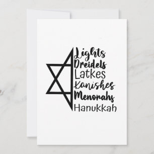 Convites Lâmpada Dreidel Latke Kanish Menorá Hanukkah 