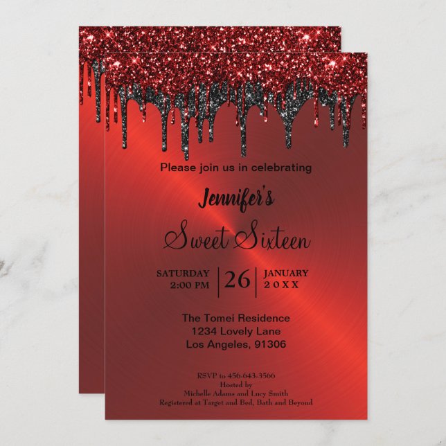 Convites Lâmpada metálica vermelha 16 (Frente/Verso)