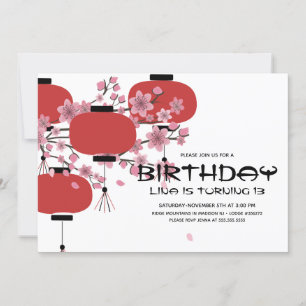 Convites Lâmpada Oriental Japonesa Chinesa Sakura Aniversár