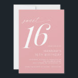 Convites Lâmpada Rosa Suave | Girly Simple Sweet 16 Anivers<br><div class="desc">Convites de festas de aniversários modernos de 16 com acentos de script. Simples,  casual e bonito. Cor da rosa claro suave com letra branca.</div>