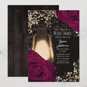 Convites Lâmpada Rustic Glow Magenta Rosas Chás de Noiva