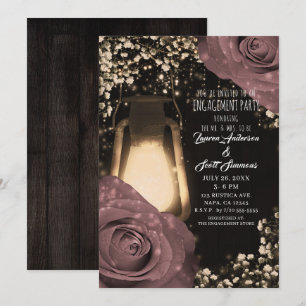 Convites Lâmpada Rustic Glow Rosas Rosa Empoeiradas Noivado