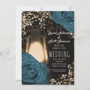 Convites Lâmpada Rustic Glow Tons Verde Azul Rosas Casament