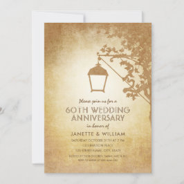 Convites Lâmpada Vintage 60º Aniversário de Casamento Rusti