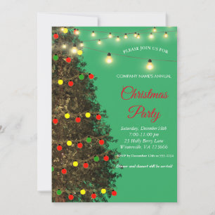 Convites Lâmpadas de árvore de Natal verdes festivas elegan