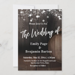 Convites Lâmpadas de barril de vinho de madeira Casamento c