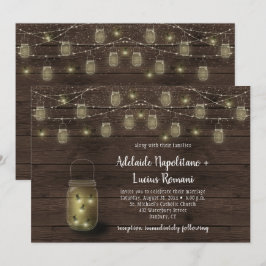 Convites Lâmpadas de Garrafa Mason com Luzes de Natal Casam