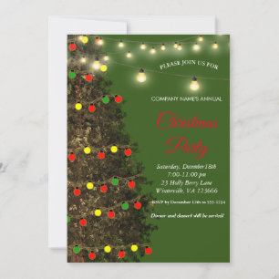 Convites Lâmpadas de Natal Verdes Festivas Elegantes