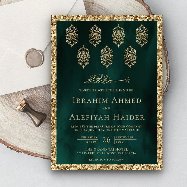 Convites Lâmpadas Ornamentadas Esmeralda Verde Dourado Casa (Criador carregado)