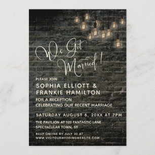 Convites Lâmpadas Vintage de Tijolo Industrial, Nós Casamos