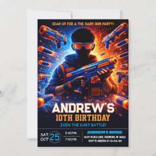 Convites Lançador de Dardos Nerf de Batalha Pessoal de Aniv